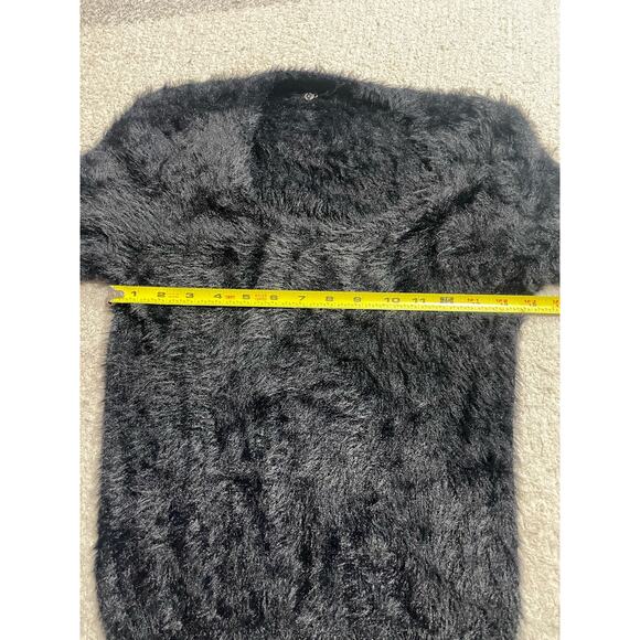 Anthropologie Knitted & Knotted Eyelash Sweater Womens Small 1/2 Sleeve Black - Picture 5 of 13